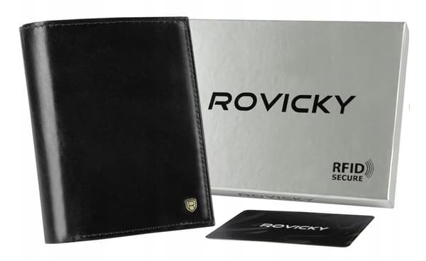 Klasická pánská peněženka z přírodní kůže s prostorem pro registrační list, RFID - Rovicky