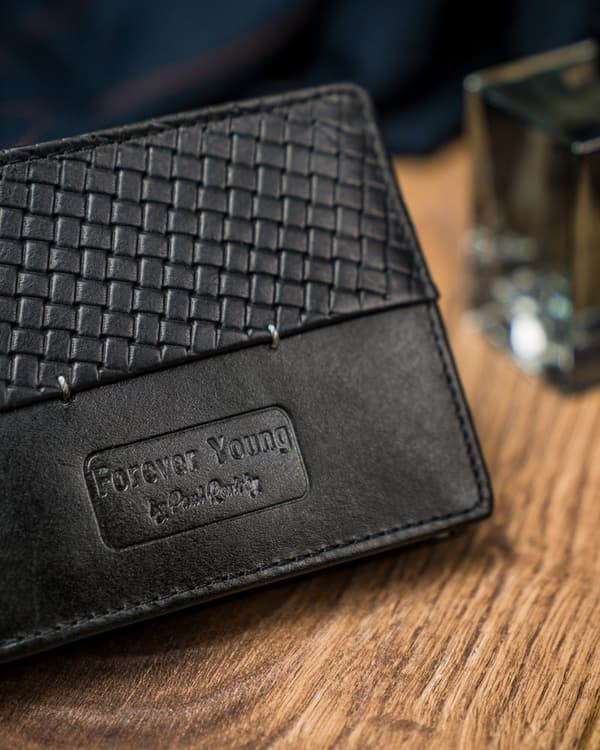 Černá kožená pánská peněženka Forever Young® s prošíváním