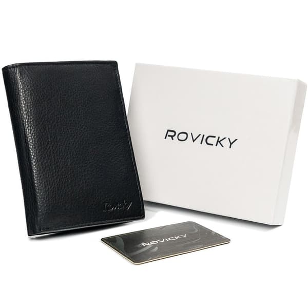 Úhledná pánská peněženka z přírodní kůže, černá, ochrana RFID - Rovicky