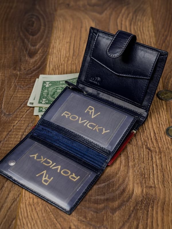 Vertikální, dvoubarevná pánská peněženka z přírodní kůže - Rovicky