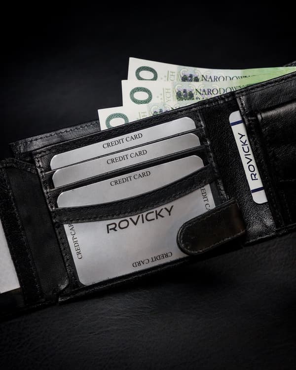 Bred, original pung til mænd lavet af naturligt RFID læder - Rovicky