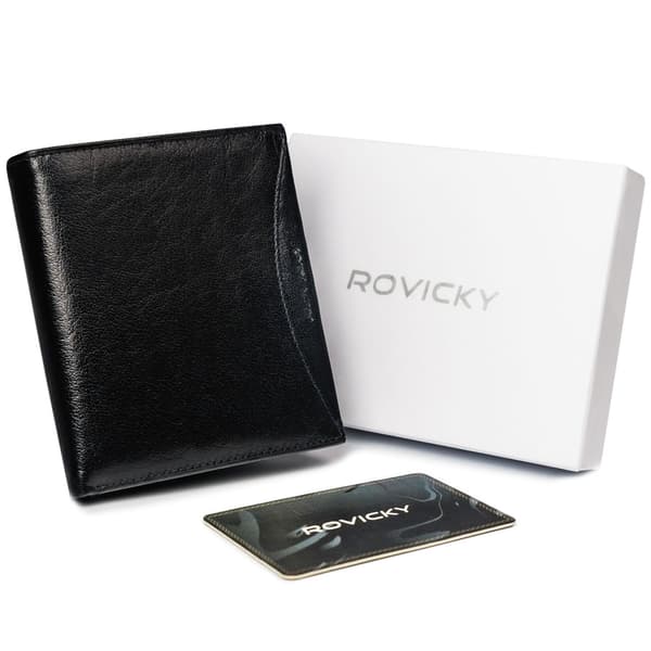 Prostorná pánská peněženka z přírodní lícové kůže s RFID ochranou - Rovicky