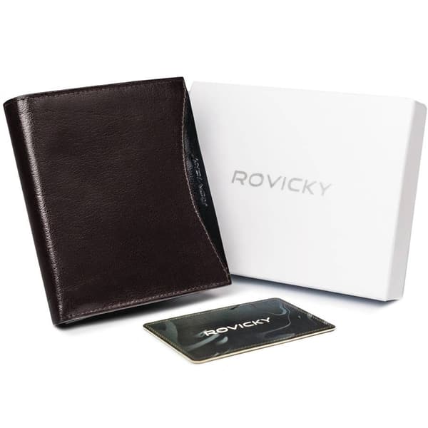 Prostorná pánská peněženka z přírodní lícové kůže s RFID ochranou - Rovicky