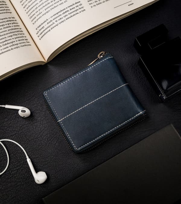 Kožená hranatá pánská peněženka se zipem v retro stylu, RFID - Always Wild