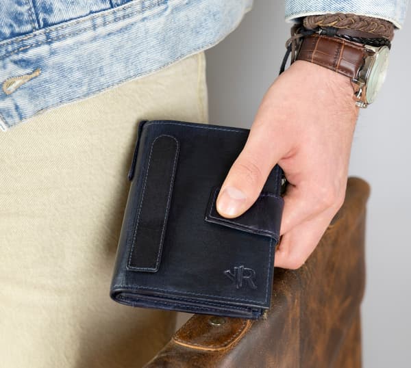 Læder pung til mænd i retrostil - Rovicky