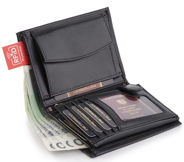 Vertikální pánská peněženka na karty s ochranou RFID Blocking System - Peterson