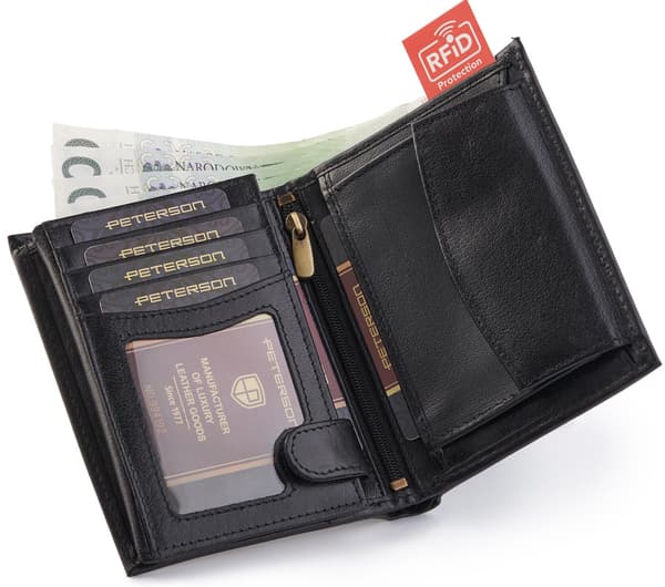 Vertikální pánská peněženka na karty s ochranou RFID Blocking System - Peterson