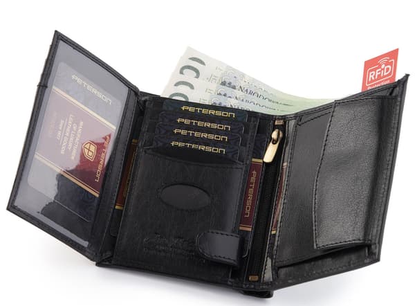 Vertikální pánská peněženka na karty s ochranou RFID Blocking System - Peterson
