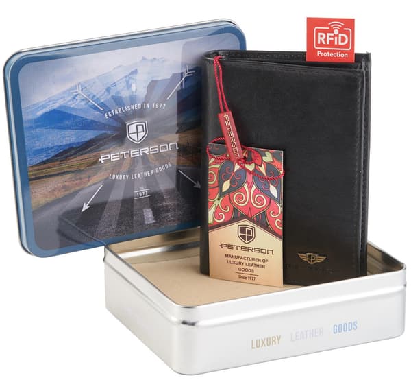 Vertikální pánská peněženka na karty s ochranou RFID Blocking System - Peterson