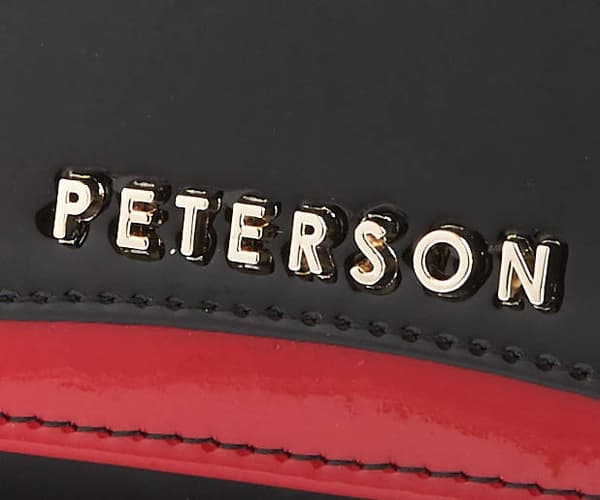 Musta ja punainen naisten nahkalompakko korosteella - Peterson