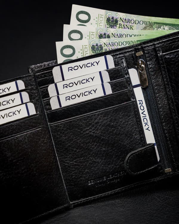 Klasická vertikální pánská peněženka z přírodní kůže s technologií RFID - Rovicky