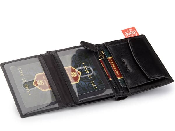 Vertikální pánská peněženka z přírodní kůže RFID - Peterson