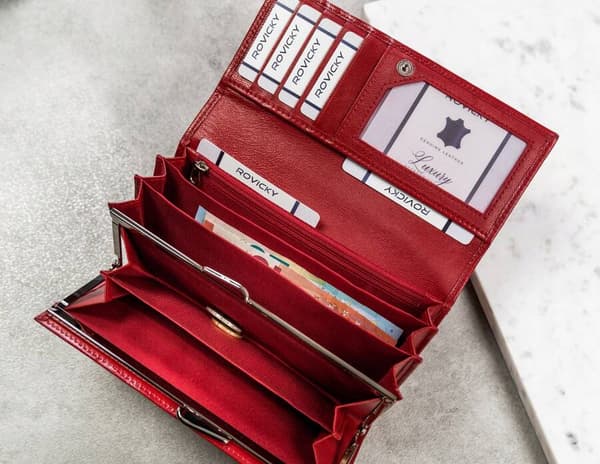 Prostorná, horizontální dámská peněženka z přírodní kůže s RFID systémem - Cavaldi