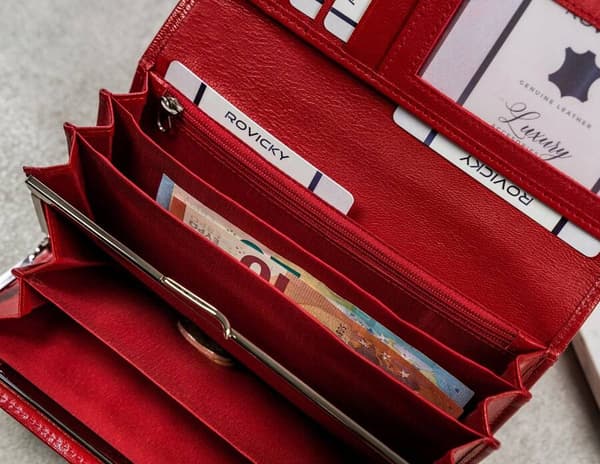 Prostorná, horizontální dámská peněženka z přírodní kůže s RFID systémem - Cavaldi