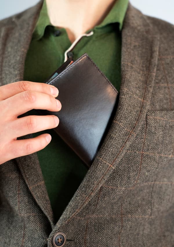 Lodret herre læder pung uden lås - Rovicky