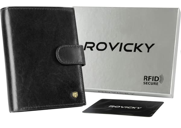 Velká pánská peněženka z přírodní kůže se zapínáním na patentky - Rovicky