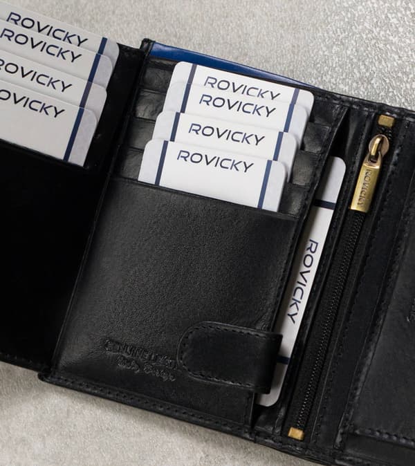 Mænds læderkortpung med RFID Protect - Rovicky