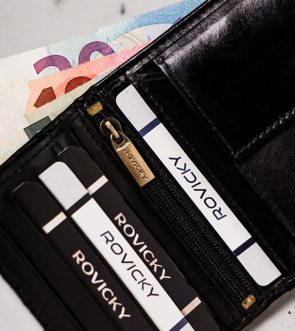 Mænds læderkortpung med RFID Protect - Rovicky