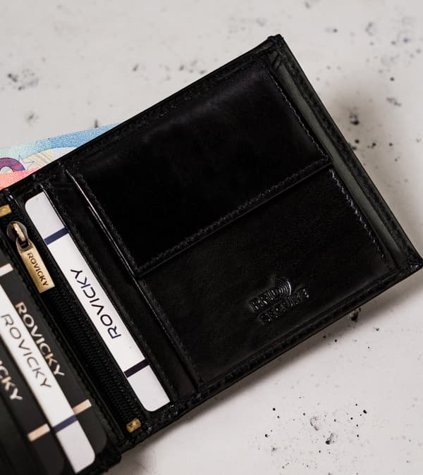 Mænds læderkortpung med RFID Protect - Rovicky