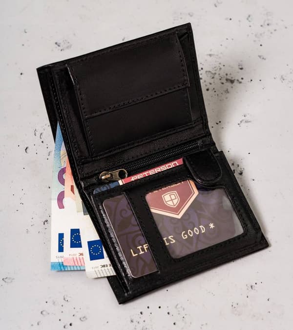Malá kožená pánská peněženka s RFID systémem - Peterson