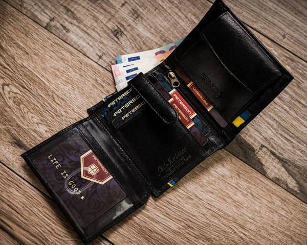 Pánská kožená peněženka ve vertikální orientaci s RFID systémem - Peterson