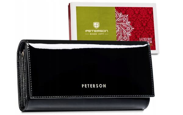 Stor damepung i læder med tryklås - Peterson