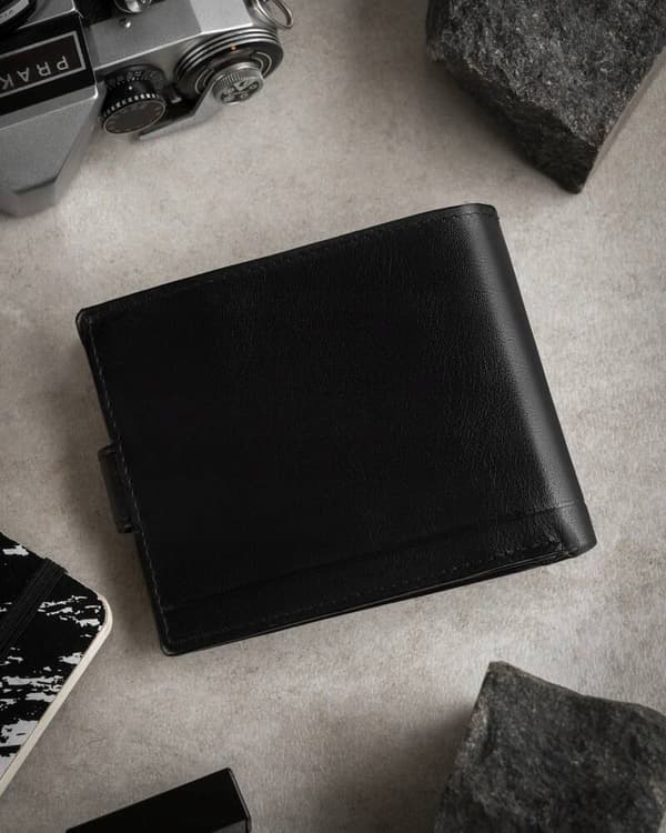 Kožená pánská peněženka s RFID systémem uzavíratelná na patentku - Rovicky