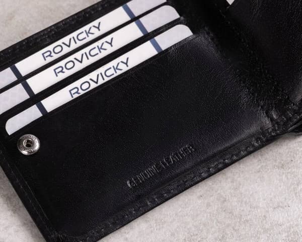 Kožená pánská peněženka s RFID systémem uzavíratelná na patentku - Rovicky