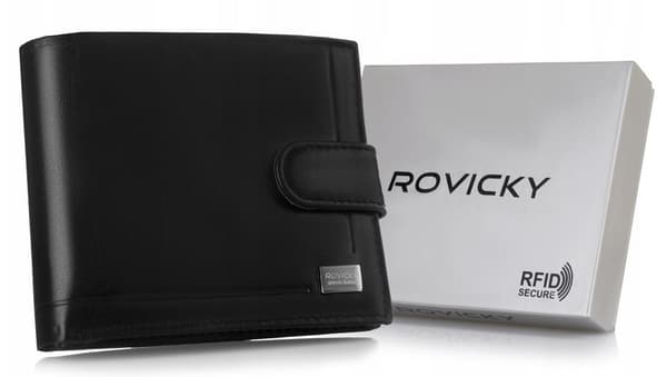 Kožená pánská peněženka s RFID systémem uzavíratelná na patentku - Rovicky