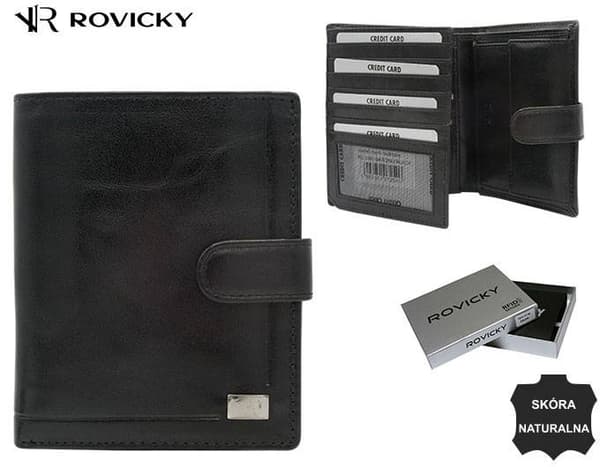 Velká, kožená pánská peněženka na patentku - Rovicky