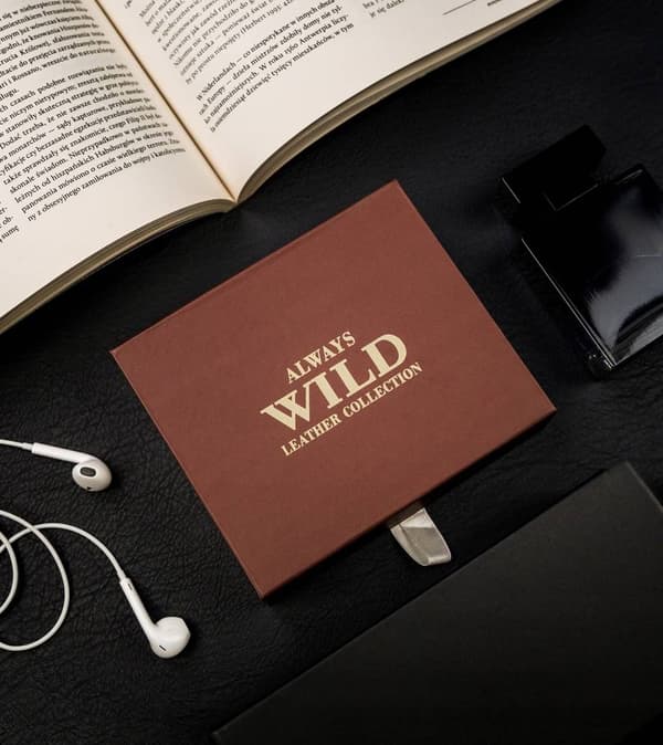 Vertikální pánská peněženka se zipem a prošíváním, přírodní kůže - Always Wild