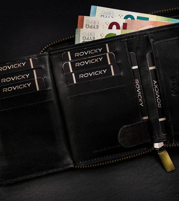 Velká, vertikální kožená peněženka s RFID systémem - Always Wild