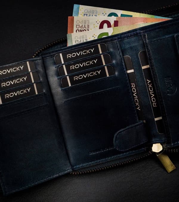 Velká, vertikální kožená peněženka s RFID systémem - Always Wild