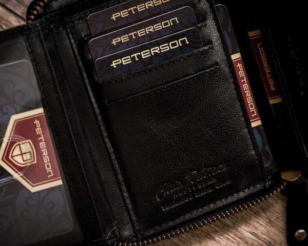 Mænds læderpung med Ukraines emblem og farver - Peterson
