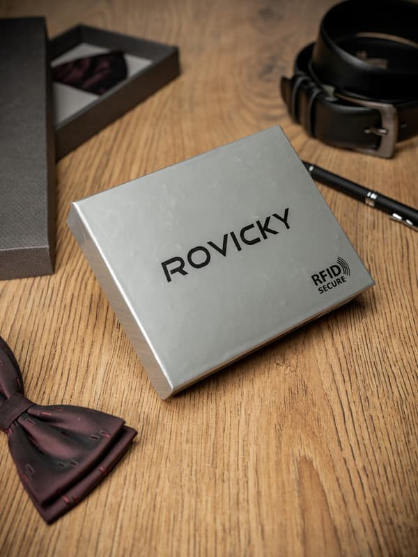 Elegantní pánská peněženka z přírodní kůže, bez zapínání - Rovicky