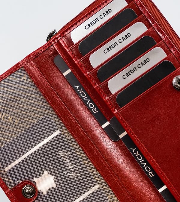 Velká, kožená dámská peněženka na zip - Rovicky