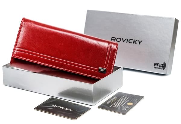 Kožená dámská peněženka na karty s ochranou RFID Protect - Rovicky