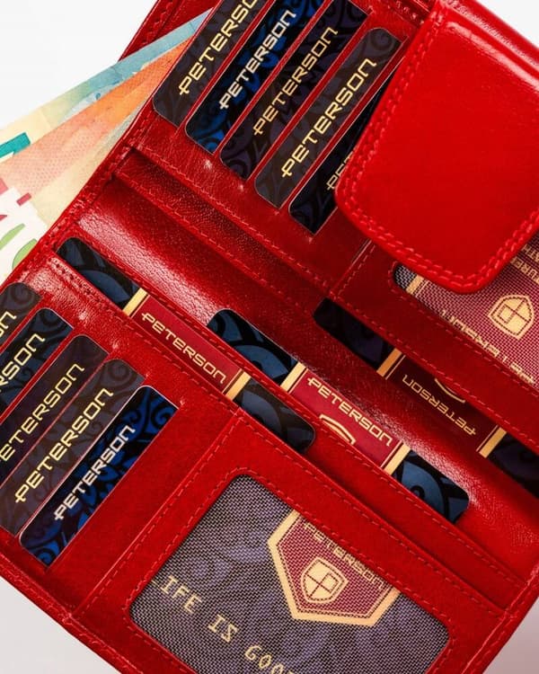 Prostorná, kožená dámská peněženka na patentku - Peterson