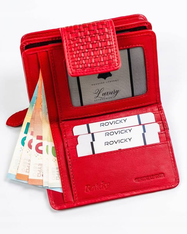 Dámská kožená peněženka se zapínáním na patentky - Rovicky