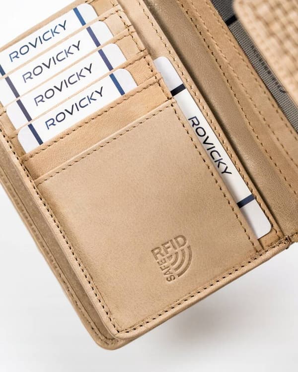 Dámská kožená peněženka se zapínáním na patentky - Rovicky