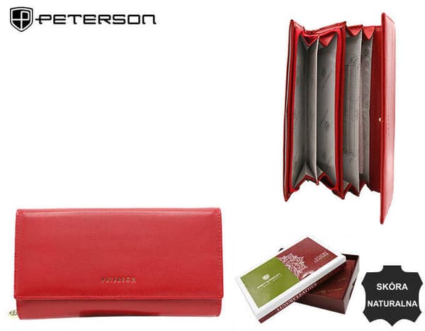 Stor damepung i læder med trykknapper - Peterson
