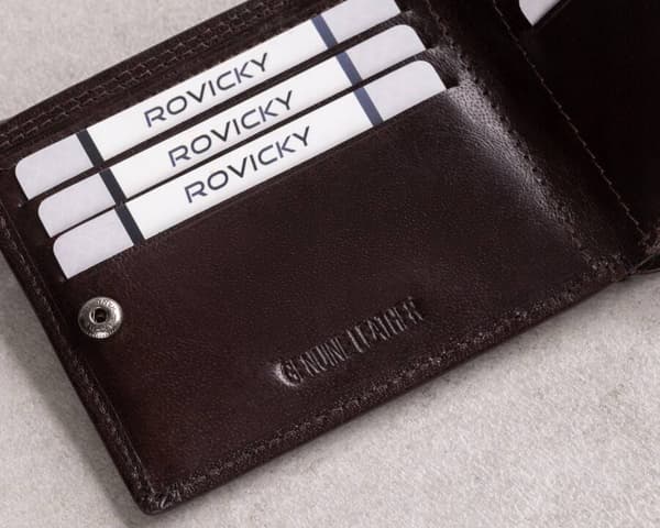 Kožená pánská peněženka s RFID systémem uzavíratelná na patentku - Rovicky