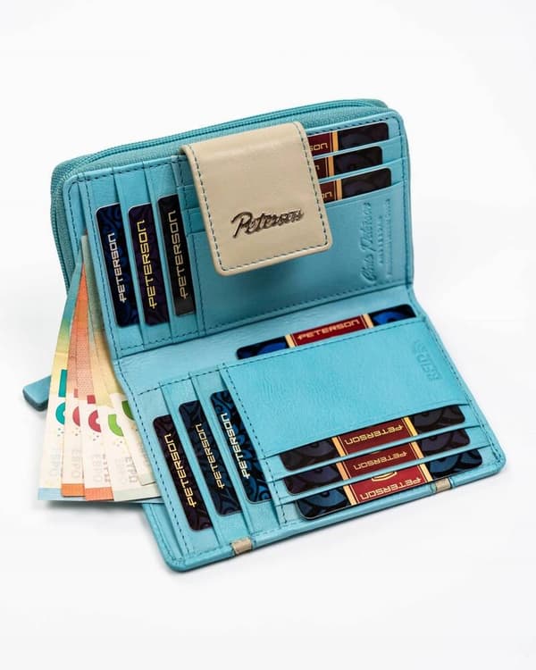 Elegantní dámská kožená peněženka na patentku a zip - Peterson