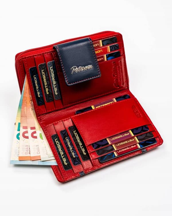 Elegantní dámská kožená peněženka na patentku a zip - Peterson