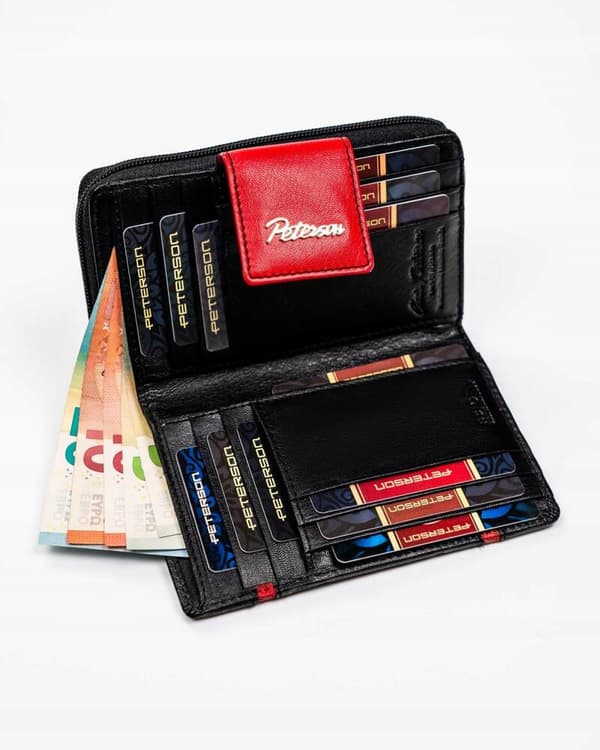 Elegantní dámská kožená peněženka na patentku a zip - Peterson