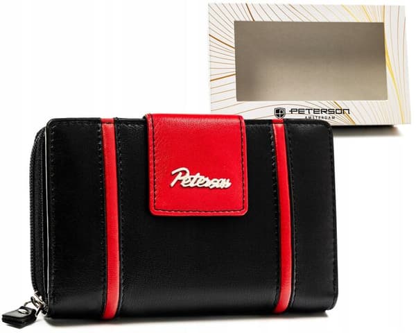 Elegantní dámská kožená peněženka na patentku a zip - Peterson