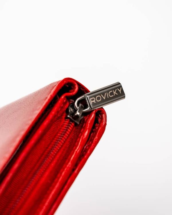 Velká dámská peněženka z přírodní kůže se zapínáním na zip a patent - Rovicky