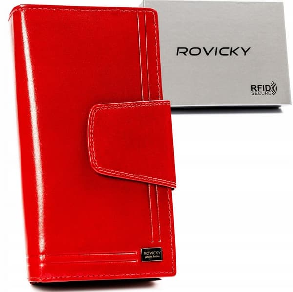 Velká dámská peněženka z přírodní kůže se zapínáním na zip a patent - Rovicky