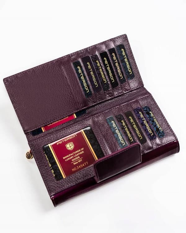 Prostorná, kožená dámská peněženka s RFID systémem - Peterson