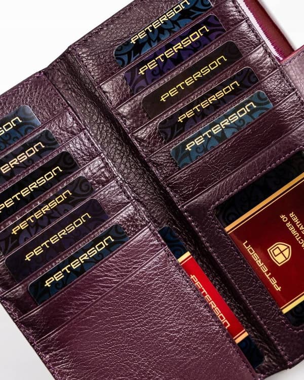 Prostorná, kožená dámská peněženka s RFID systémem - Peterson